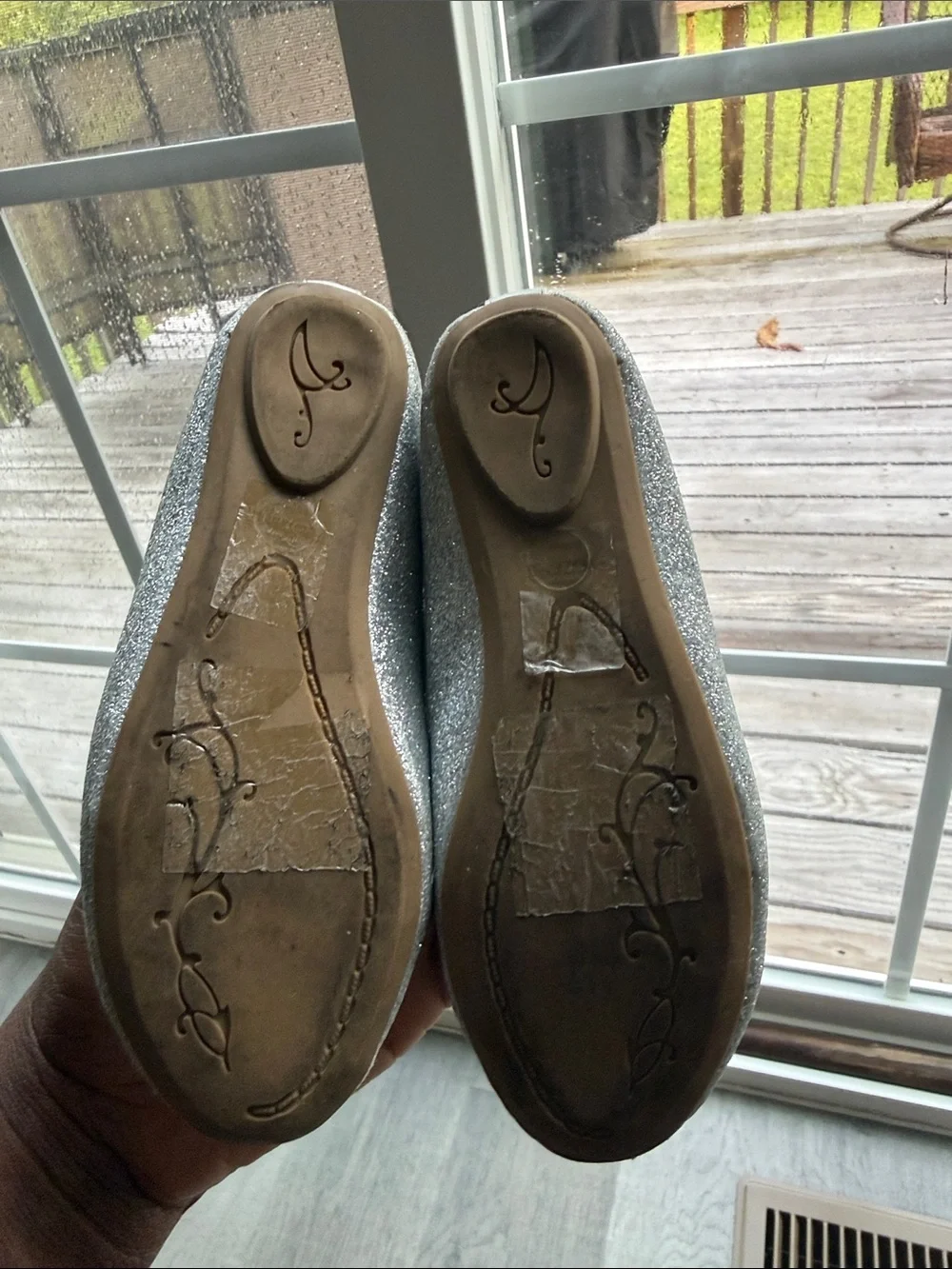 Kids Silver Glitter Ballet Flats with Snowflake Charm